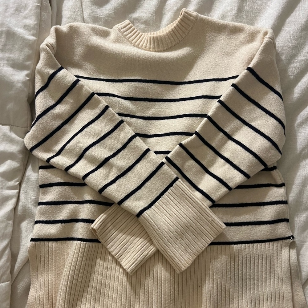 Zara Cream Striped Sweater